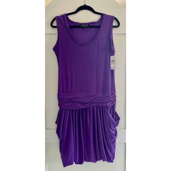 Essentials by ABS Purple Sz 10 Sleeveless Wide Strap Oversized Mini Dress NWT - Picture 1 of 7